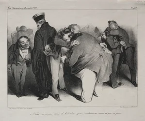 Karikatur, plate 439: Vi er alle ærlige menn, så la oss omfavne og bli ferdige med det