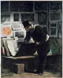 L "amatør d" trykker Tegning av Honore Daumier
