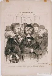 Pariserne i 1852- Undersøkelse av det nye taket ... Av Delacroix