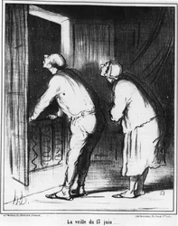 Kvelden 13. juni..., tegneserie av Honore Daumier (1808-1879). “Charivari”