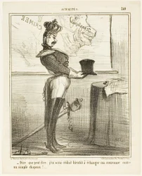 «- Vanskelig å forestille seg at jeg en dag måtte bytte kronen min mot en enkel hatt», plate 249 fra Actualités