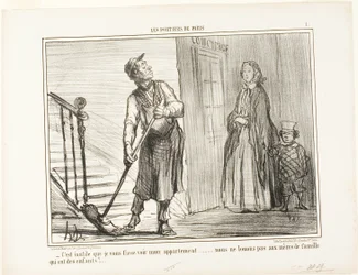 «– Det er nytteløst å vise deg leiligheten min. Vi leier ikke ut til mødre med barn», plate 1 fra Les Portiers De Paris