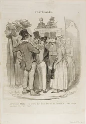 «- Så, Gringalet fra Paris! ... du skal danse to ganger med min Catherine ...... prøv igjen nå å lage saueøyne til henne», tavle 27 fra Pastorales