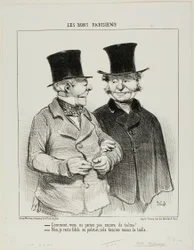 «– Du bruker ikke en Talma ennå – Nei, jeg forblir lojal mot frakken, den er mer flatterende for midjen min», plate 1 fra Les Bons Parisiens