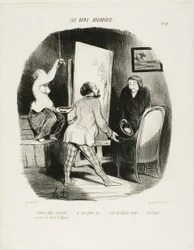 «Kom inn, Monsieur, ikke vær sjenert. Det er et levende bilde.... akkurat som du ville sett ved Porte Saint-Martin», plansje 62 fra Les Bons Bourgeois