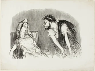 Oedipe. «- Da sverdet mitt skar inn i hans blødende hjerte - De skjelver, frue - Det var da verden falt fra hverandre», plate ti fra Physionomies tragiques