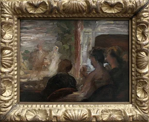 En teaterhytte. Maleri av Honore Daumier (1808-1879), ca. 1865. Art francais