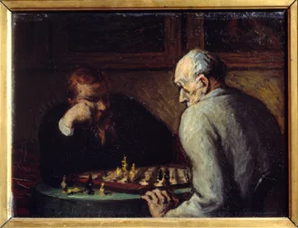 Sjakkspillere av Honore Daumier (1808-1879) 1800-tallet