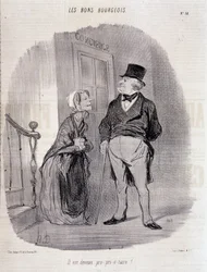 Den gode borgerlige: «Han har blitt pro-prie-taire!» - av Honore Daumier, i "" Le Charivari"" du 06/10/1846