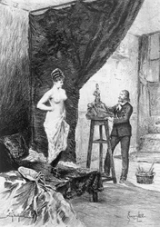 Illustrasjon av Georges Cain (1856-1919) for kusine Bette, roman av Honore de Balzac (1799-1850) fra samlingen med flere bind med tittelen Human Comedy, utgitt i 1900, Paris