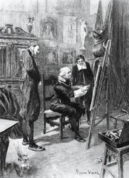 Illustrasjon av Pierre Vidal (1849-1929) for Ukjent mesterverk, novelle av Honore de Balzac (1799-1850) fra flerbindssamling med tittelen Human Comedy, utgitt i 1901, Paris