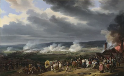 Slaget ved Jemappes (Jemmapes) 6. november 1792 mellom Østerrike og Frankrike (Victory of the French, kommandoer av general Charles Francois Dumouriez (1739-1823). Maleri av Emile Jean Horace Vernet (1789-1863)