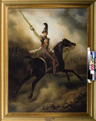 Portrett av prins Frederick av Nederland (Frederik av Orange-Nassau (Orange Nassau) (1797-1881) (Portrett av prins Frederik av Nederland). Maleri av Horace Vernet (1789-1881). Olje på lerret, 97 x 128 cm