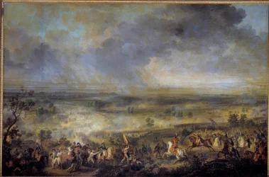 Slaget ved Marengo 14.06.1800 Det oppsto under krigen til den andre koalisjonen (1798-1800) fra en koalisjon av europeiske land for å begrense det revolusjonære Frankrike og gjenopprette monarkiet. Maleri av Emile dit Horace Vernet (1789-1863) 1800