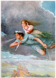 'A Thousand Miles a Hour', fra Italian Fairy Tales, av Lilia E. Romano, utgitt av Raphael Tuck & Sons (farge litho)