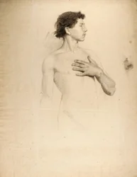 Naken gutt, torso og hode