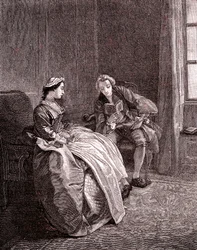 En herremann som leser på 1700-tallet