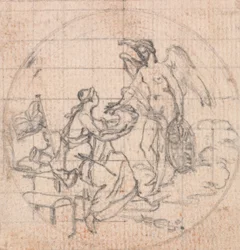 Design for en medalje: Figure of Britannia (?) og Fortune (?) eller Victory (?)