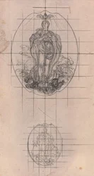 Design for en medalje: Jomfrufigur