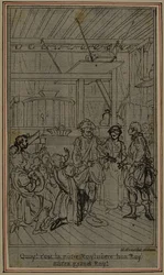 Studie til vignett-frontispiece av Colles quot;Henrik IVs jaktlagquot;, akt III