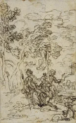 Studie for vignett i Fontenelles (attr.) «Les Amours de Mirtil», Canto III