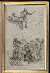 Studie for Vignette i Fontenelles (attr.) quot;Les Amours de Mirtilquot;, Canto VI
