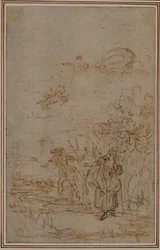 Studie for vignett i Fontenelles (attr.) «Les Amours de Mirtil», Canto V