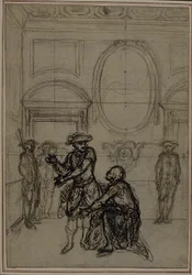 Studie til en andreutgave, aldri utgitt, av Colles quot;La Partie de Chasse de Henri IVquot;, akt I, scene 6