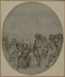 Studie til en andreutgave, aldri utgitt, av Colles quot;La Partie de Chasse de Henri IVquot;, akt III, scene 13