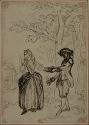 Studie til en andreutgave, aldri utgitt, av Colles quot;La Partie de Chasse de Henri IVquot;, akt II, scene 3