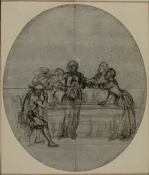 Studie til en andreutgave, aldri utgitt, av Colles quot;La Partie de Chasse de Henri IVquot;, akt III, scene 10