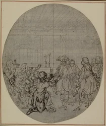 Studie til en andreutgave, aldri utgitt, av Colles quot;La Partie de Chasse de Henri IVquot;, akt III, scene 13