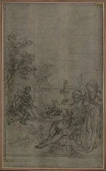 Studie til vignetten av Lucretius#39; «De la Nature des Choses», bind II, bok IV