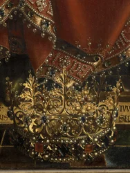 Detalj av Gud Faderen, fra Ghent-altertavlen (olje på panel)