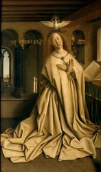 Virgin Annunciate, fra utsiden av høyre panel på Ghent-altertavlen
