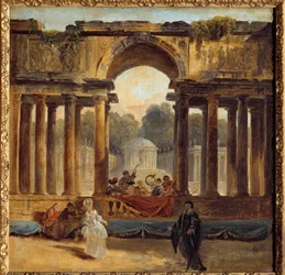 Dance and Concert in a Park Painting av Hubert Robert (1733-1808) Amiens fra 1700-tallet, Musee de Picardie