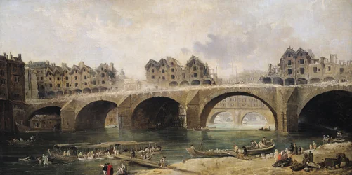 Riving av husene på Notre-Dame-broen, ca. 1786