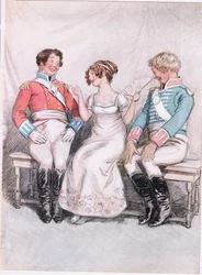 Phoebe: "Så snart du ser en dame med en pen nese kan du ikke la være å si at du elsker henne". (litho)