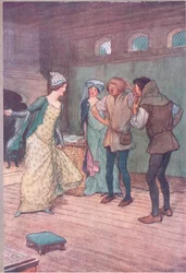 Tøm den i den gjørmete grøfta, illustrasjon fra The Merry Wives of Windsor, 1910
