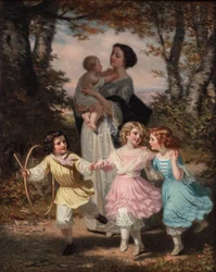 Mor og barn, ca. 1840-80 (olje på lerret)