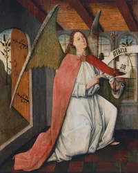 Erkeengel Gabriel, detalj fra Annunciation, maleri av ungarsk ukjent kunstner, Ungarn