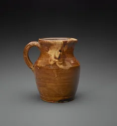 Pitcher, ca. 1889-1900 (glasert steintøy)
