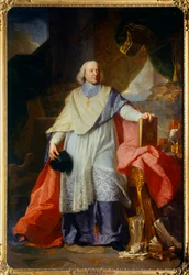 Portrett i full lengde av Jacques-Benigne (Jacques Benigne) Bossuet (1627-1704), biskop av Meaux Maleri av Hyacinthe Rigaud (1659-1743) 1702 Søn. 2,40 x 1,65 m