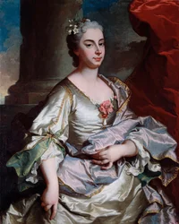 Portrett av Battina Raggi, Marquise of Brignole Sale (død 1747) Maleri av Hyacinthe Rigaud (1659-1743) 1737-1739 Dim 101x80 cm Genes, Musei di Strada Nuova (ex Palazzo Rosso)