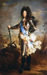 Portrett av Ludvig XIV, solkongen (1638 - 1715). Olje av Hyacinthe Rigaud, utnevnt til portrettør av kongen.