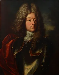 Engelsk: Portrett av Johann Frisching (1668-1726), co-lord of Rümligen, offiser, Venner av Metzgern.