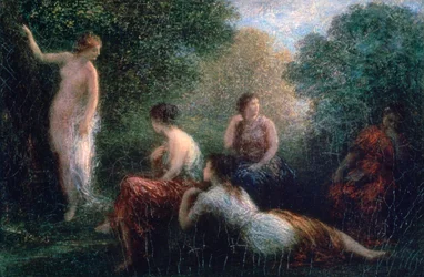 Arcadia, kvinne som bader, 1836-1904