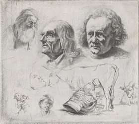 Studie av seks hoder og en melkepike, 1816.