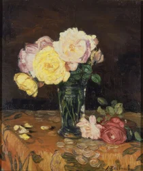 VASE MED ROSER - 1931 - O / L - 50 × 43 CM