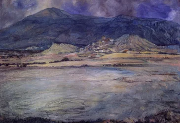 BYEN ZARAGOZA - ESCO - XX CENTURY - OLJE / LERT - 90 X 30 CMS